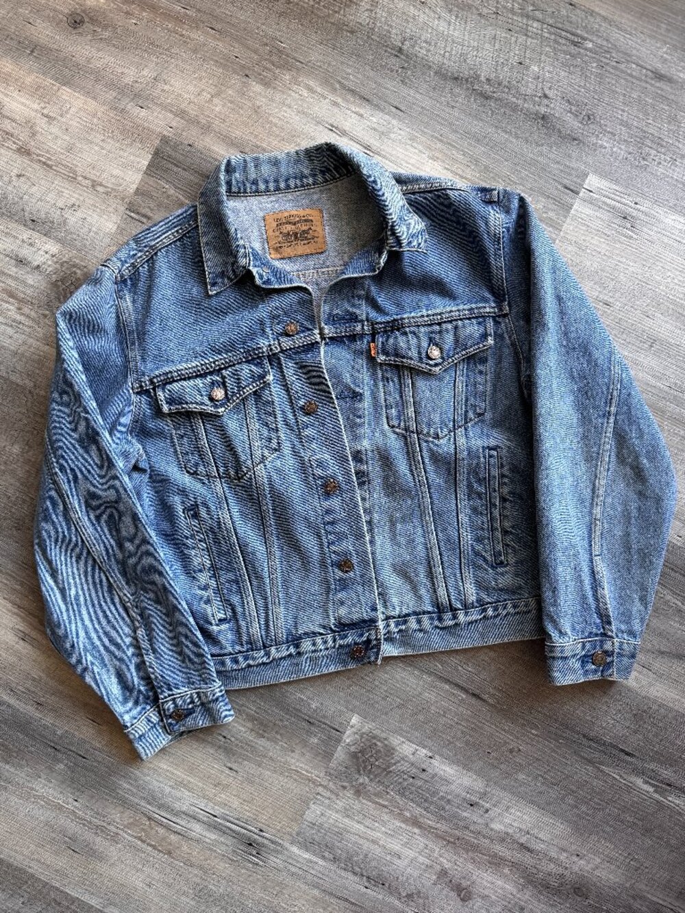 Vintage Y2K 2003 Levi's Orange Tab Denim Trucker Jacket 75515 Size 46 L